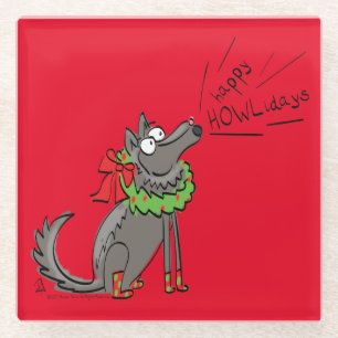Wolf Kerstmis Funny Cute Kinderen Glazen Onderzetter