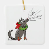 Wolf Kerstmis Funny Cute Kinderen Keramisch Ornament (Voorkant)