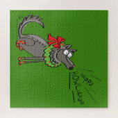 Wolf Kerstmis Funny Cute Kinderen Legpuzzel (Horizontaal)