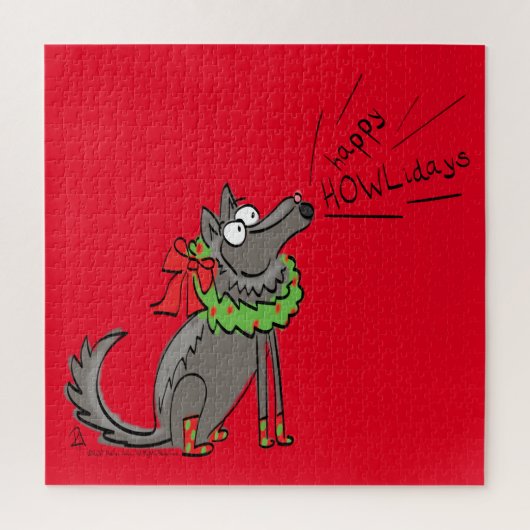 Wolf Kerstmis Funny Cute Kinderen Legpuzzel (Verticaal)