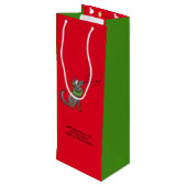 Wolf Kerstmis Funny Kinder Cute Wijn Cadeautas (Achterkant Gekanteld)