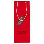 Wolf Kerstmis Funny Kinder Cute Wijn Cadeautas (Achterkant)