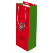 Wolf Kerstmis Funny Kinder Cute Wijn Cadeautas (Voorkant Gekanteld)