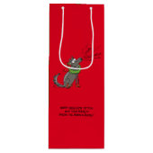 Wolf Kerstmis Funny Kinder Cute Wijn Cadeautas (Voorkant)