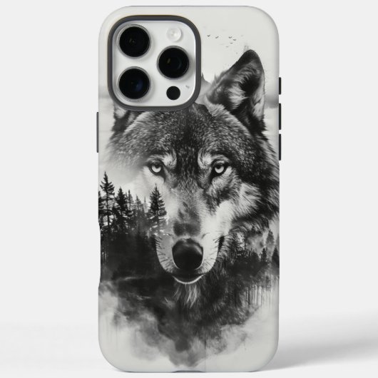 Wolf kijkt door mistig bos Case-Mate iPhone case (Achterkant)