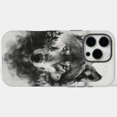 Wolf kijkt door mistig bos Case-Mate iPhone case (Achterkant (horizontaal))