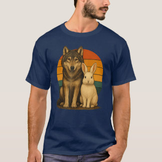 Wolf Konijn Retro Dieren Vrienden vintage T-shirt