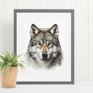 Wolf Kop Portret Poster