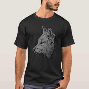 Wolf kop roofdier gezicht indruk met wild dier t-shirt