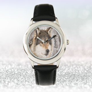 Wolf-kop wilde dieren winterbos horloge