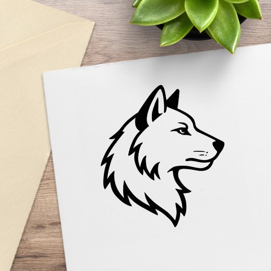 Wolf Kopprofiel Rubberstempel