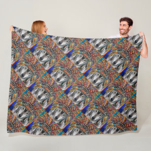Wolf Kunst Fleece Deken