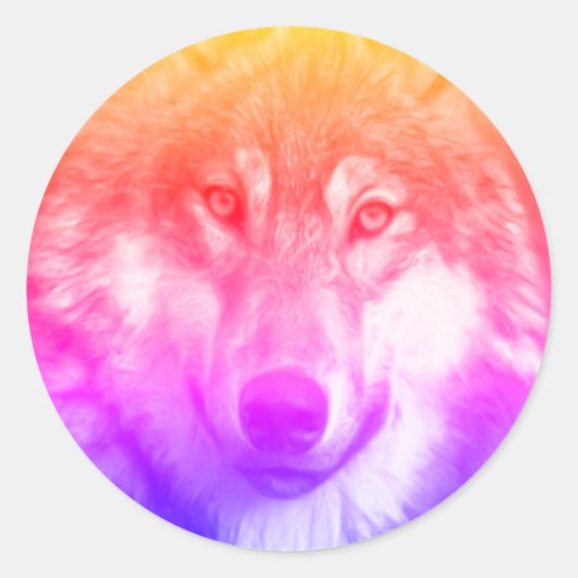 Wolf kunst ronde sticker (Voorkant)