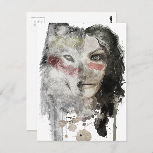 Wolf Lady Briefkaart (Voorkant / Achterkant)