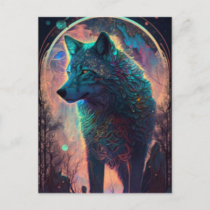 Wolf Landscape Surreal Fantasy Briefkaart