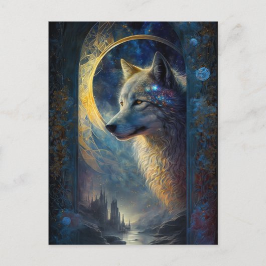 Wolf Landscape Surreal Fantasy Briefkaart (Voorkant)