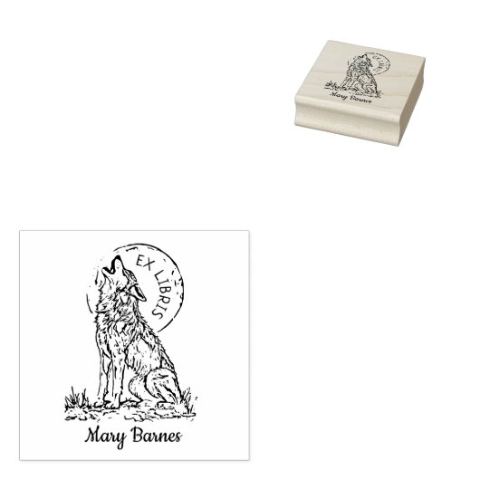 Wolf Library Bookplate Rubberstempel (Gestempeld)