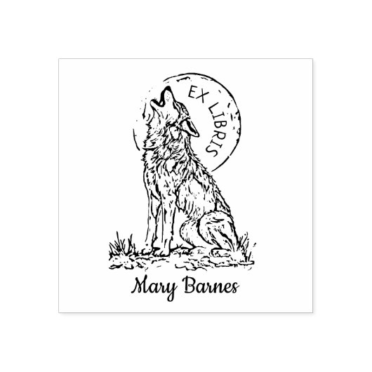 Wolf Library Bookplate Rubberstempel (Afrduk)