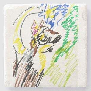 Wolf lijn herfst stenen onderzetter