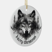 Wolf Logo Wolven Natuur Custom Visitekaartje Keramisch Ornament (Rechts)