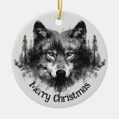 Wolf Logo Wolven Natuur Custom Visitekaartje Keramisch Ornament (Voorkant)