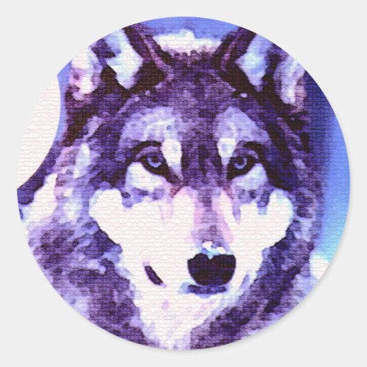Wolf Look - Eenzame Wolf Ronde Sticker (Voorkant)