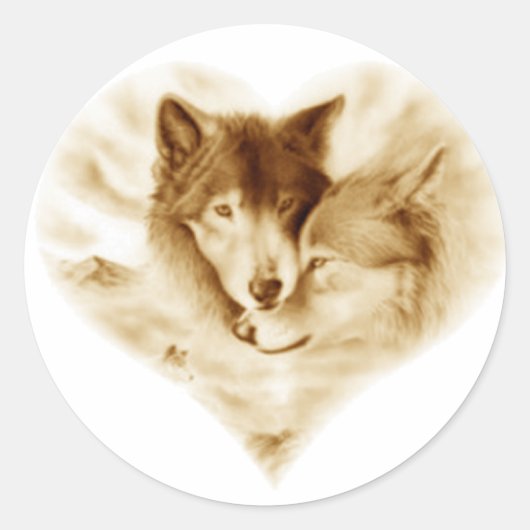 Wolf Love Ronde Sticker (Voorkant)