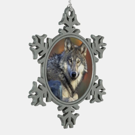 Wolf Lovers Kerstmis Tin Sneeuwvlok Ornament (Links)