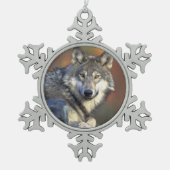 Wolf Lovers Kerstmis Tin Sneeuwvlok Ornament (Voorkant)