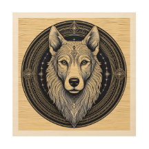 Wolf lunaire : Art du bois céleste
