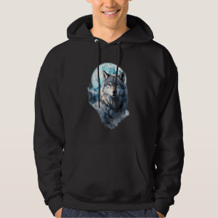 Wolf Maan Grafiek Huilend, Onder Volle Maan Nacht Hoodie