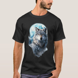 Wolf Maan Grafiek Huilend ,Onder Volle Maan Nacht T-shirt