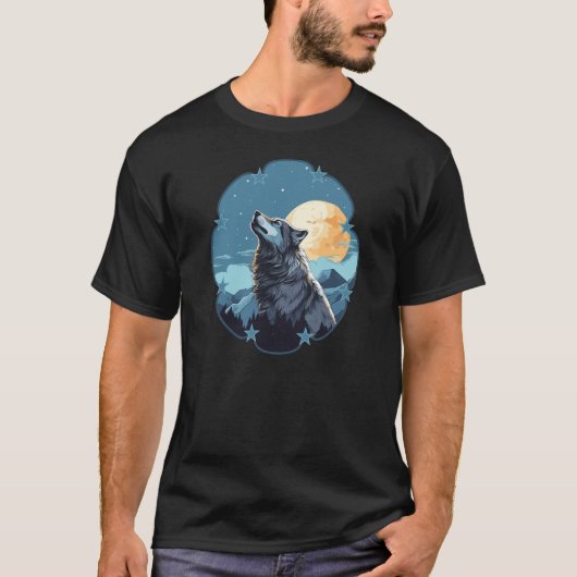 Wolf Maan Sterren T-shirt (Voorkant)