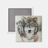Wolf Magnet - Originele kunst Magneet (Voorkant / Achterkant)