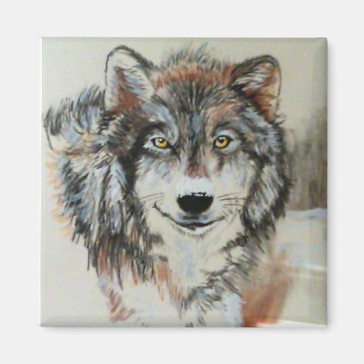 Wolf Magnet - Originele kunst Magneet (Voorkant)
