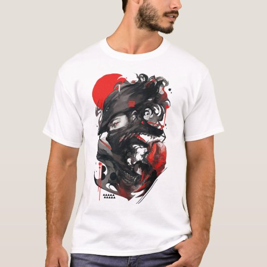 Wolf Man Goth Style Vaporwave Urban T-shirt (Voorkant)