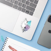 Wolf Mandala voor Wolf Lover Wolf Love Sticker (Laptop met iPhone)