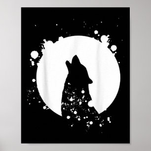Wolf Mannen Silhouette Dier Motief Milieu Poster
