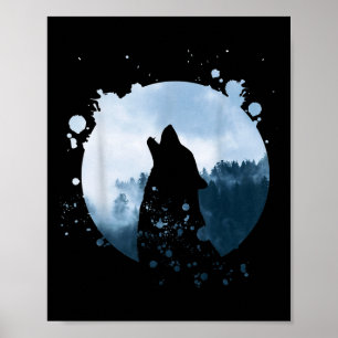 Wolf Mannen Silhouette Dier Motief Milieu Poster