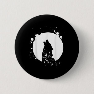 Wolf Mannen Silhouette Dier Motief Milieu Ronde Button 5,7 Cm