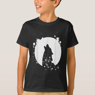 Wolf Mannen Silhouette Dier Motief Milieu T-shirt