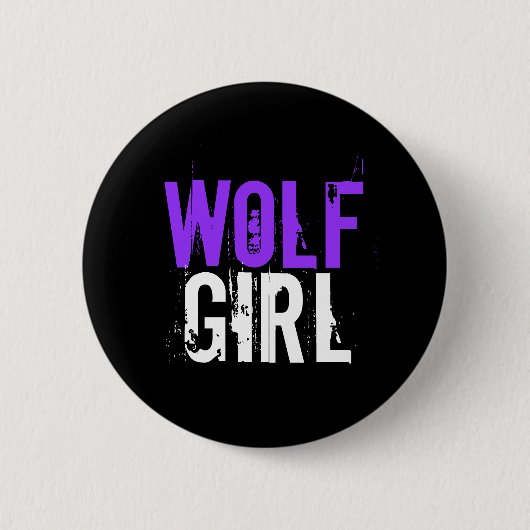 Wolf meisje ronde button 5,7 cm (Voorkant)