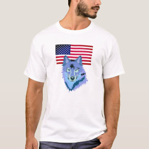 Wolf met Amerikaanse vlag T-shirt