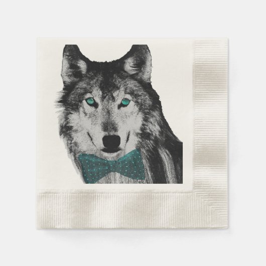 Wolf met blauwe ogen en een boog Stropdas Servetten (Voorkant)