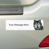 Wolf met Blauwe Ogen en een Bow-Stropdas Bumpersticker (Op auto)
