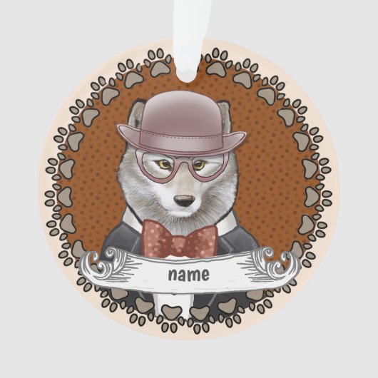 Wolf met bril ornament (voorkant)