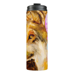 Wolf met dromenvanger thermosbeker
