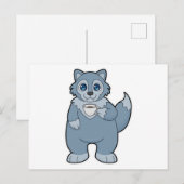 Wolf met kopje koffie briefkaart (Voorkant / Achterkant)