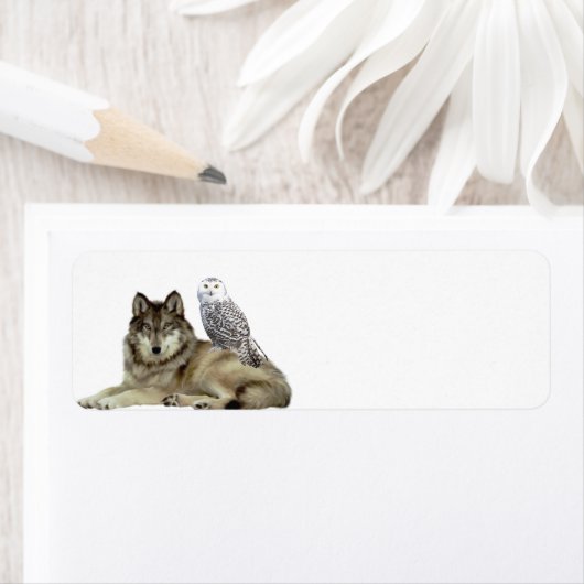 Wolf met uil V 1 Etiket (Insitu)