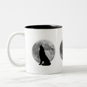 Wolf met volle maan design-koffie mok. tweekleurige koffiemok